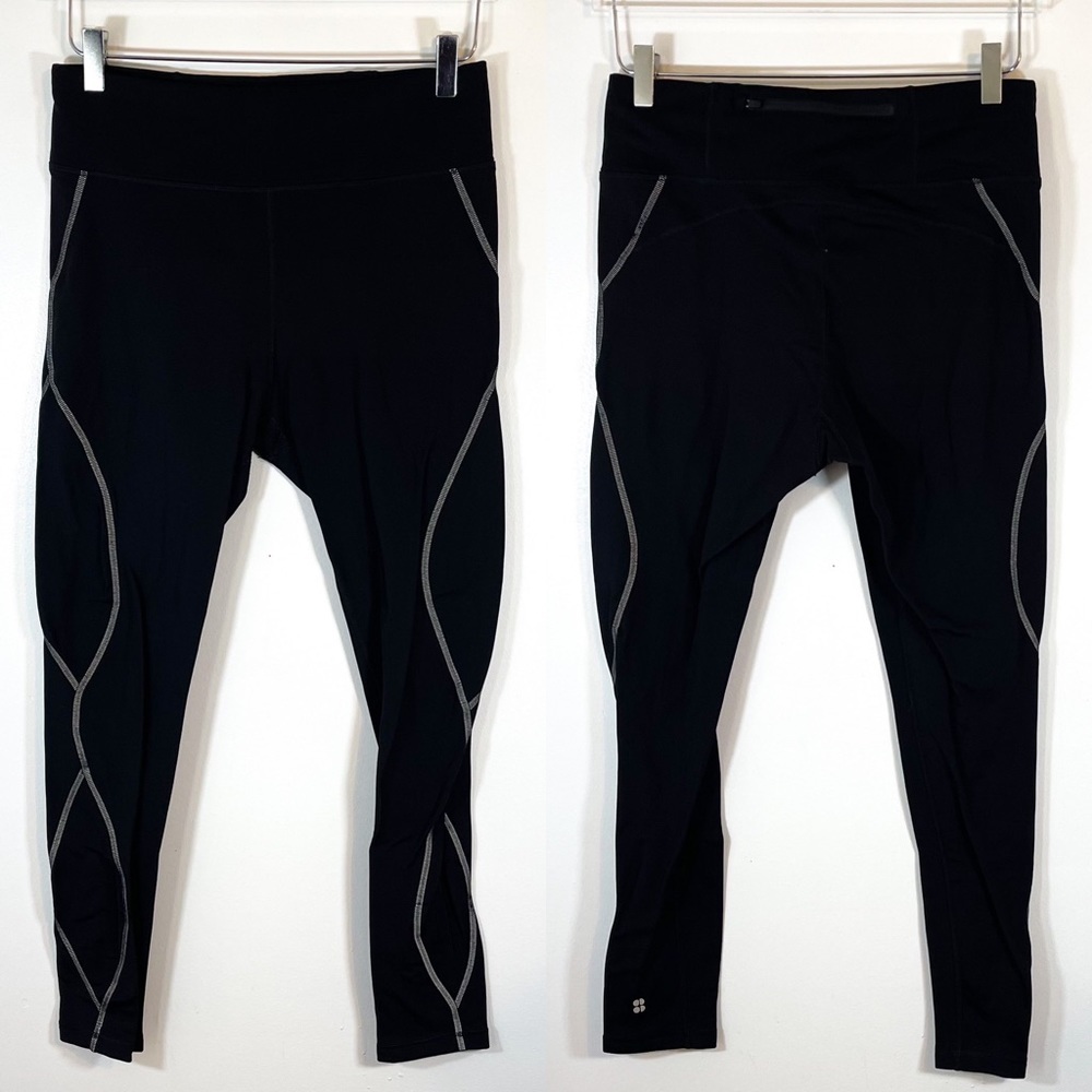 Sweaty Betty Black Abstract Power Leggings Size Large Short